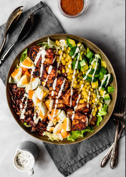 The Ultimate Loaded Cajun Blackened Shrimp Cobb Salad