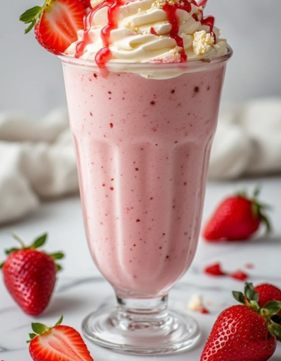 The Ultimate Creamy Strawberry Shortcake Milkshake